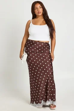 Jupe Longue Satinée À Pois Grande Taille