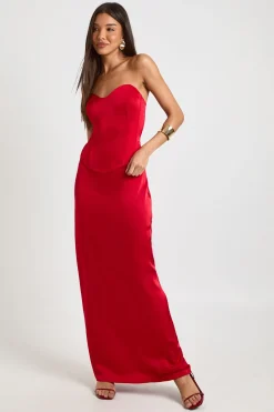 boohoo Jupe Longue Sirène en Satin<Femme Satin Et Dentelle|Tops