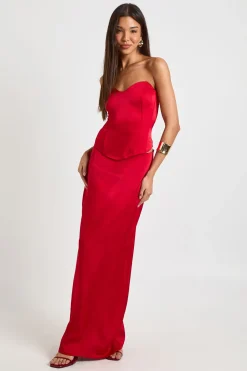 boohoo Jupe Longue Sirène en Satin<Femme Satin Et Dentelle|Tops