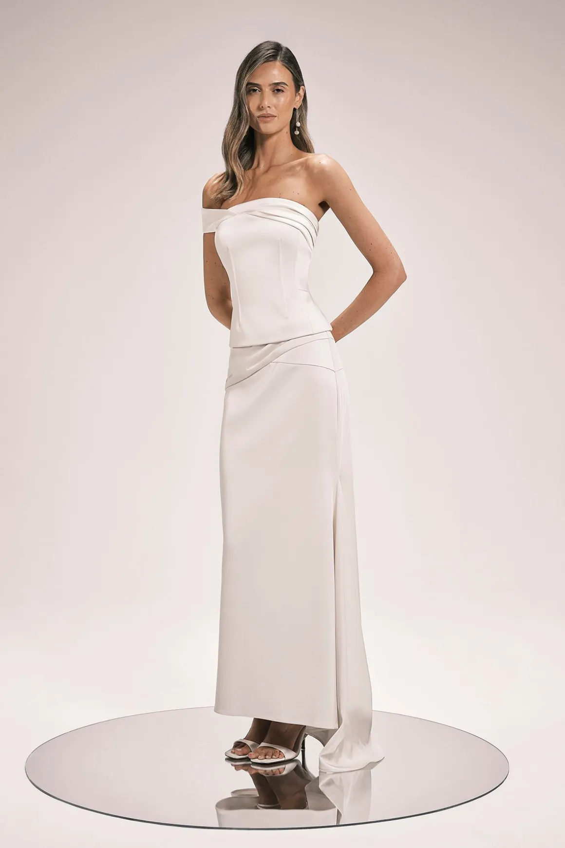 Jupe Longue Sirène En Satin Drapé Ajusté Petite