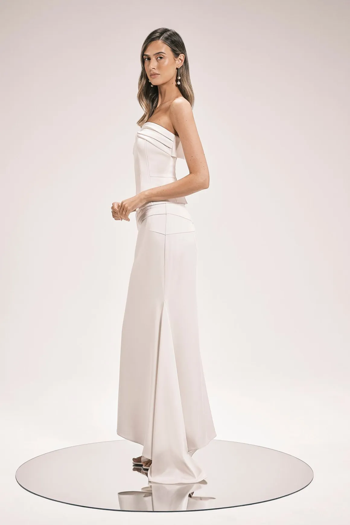 Jupe Longue Sirène En Satin Drapé Ajusté Petite