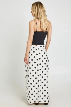 boohoo Jupe Longue Taille Basse Aspect Lin À Pois Petite Polka<Femme Jupes|Jupes