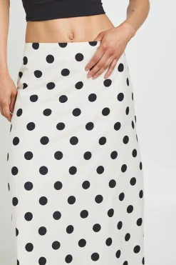 boohoo Jupe Longue Taille Basse Aspect Lin À Pois Petite Polka<Femme Jupes|Jupes