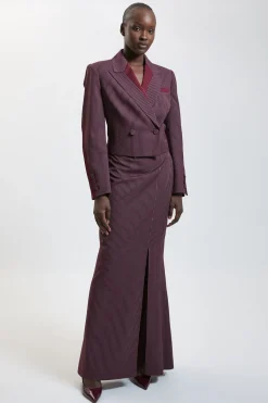 KarenMillen Jupe Longue Tailleur À Rayures Tennis Et Mélange Satiné<Femme Jupes|Jupes