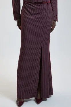 KarenMillen Jupe Longue Tailleur À Rayures Tennis Et Mélange Satiné<Femme Jupes|Jupes