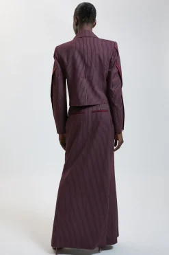 KarenMillen Jupe Longue Tailleur À Rayures Tennis Et Mélange Satiné<Femme Jupes|Jupes