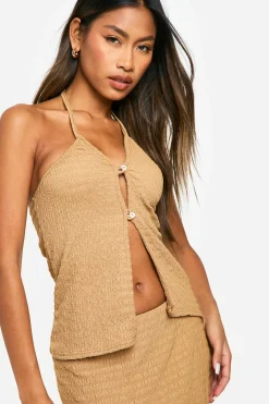 boohoo Jupe longue texturée à dos nu et jupe évasée<Femme Ensembles