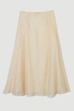KarenMillen Jupe Longue Tissée en Georgette Froissée<Femme Jupes|Jupes