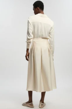 Jupe Longue Tissée En Satin Martelé Petite