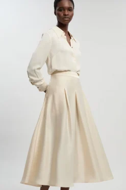 Jupe Longue Tissée En Satin Martelé Petite