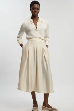 Jupe Longue Tissée En Satin Martelé Petite