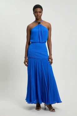 KarenMillen Jupe Longue Tissée En Viscose Georgette À Ourlet Tombant Petite Taille<Femme Jupes|Jupes