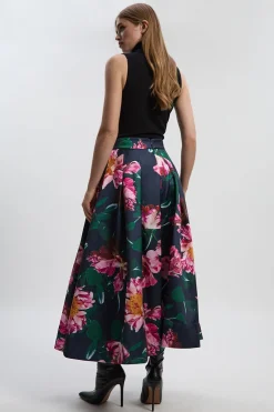 Jupe Longue Tissée à Imprimé Floral Romantique pour Bal