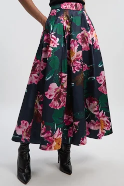 Jupe Longue Tissée à Imprimé Floral Romantique pour Bal
