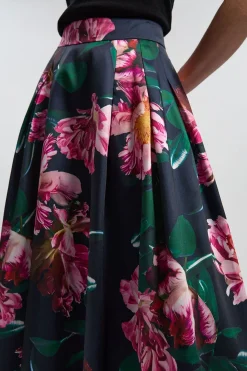 Jupe Longue Tissée à Imprimé Floral Romantique pour Bal