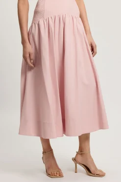 Jupe Longue Tissée À Taille Froncée