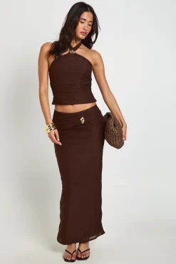 boohoo Jupe Longue Transparente Froncée Avec Ceinture Décorative<Femme Jupes|Jupes