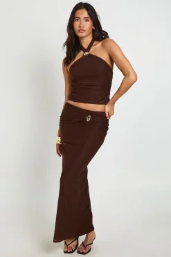boohoo Jupe Longue Transparente Froncée Avec Ceinture Décorative<Femme Jupes|Jupes
