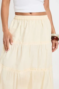 boohoo Jupe Longue Évasée En Popeline De Coton À Volants Étagés Petite<Femme Jupes|Jupes