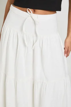 boohoo Jupe Longue À Volants Effet Lin<Femme Jupes|Jupes