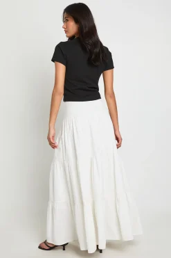 boohoo Jupe Longue À Volants Effet Lin<Femme Jupes|Jupes