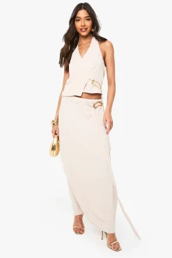 boohoo Jupe maxi aux détails de boucle dorée et nœud<Femme Jupes|Jupes