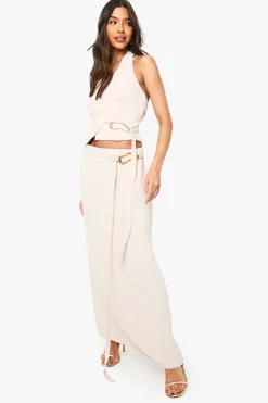 boohoo Jupe maxi aux détails de boucle dorée et nœud<Femme Jupes|Jupes