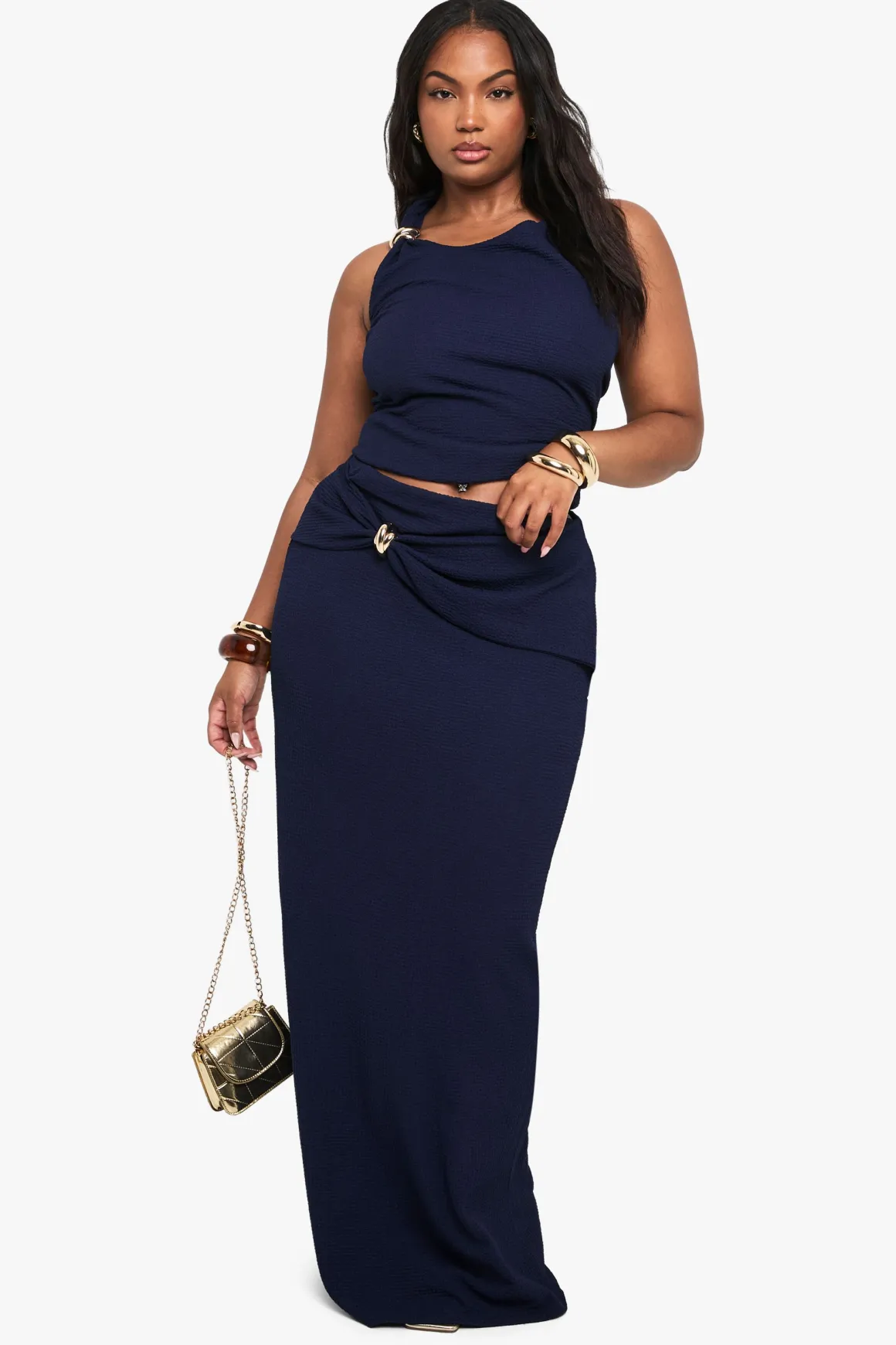JUPE MAXI AVEC DÉTAILS D'OR
