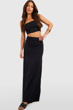 Jupe Maxi Balayant le Sol en Mélange de Coton Basique pour Grandes Tailles