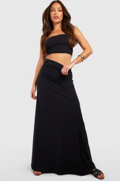 Jupe Maxi Balayant le Sol en Mélange de Coton Basique pour Grandes Tailles
