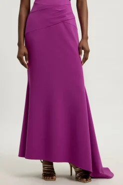 Jupe Maxi À Cascade En Tissu Stretch Compact