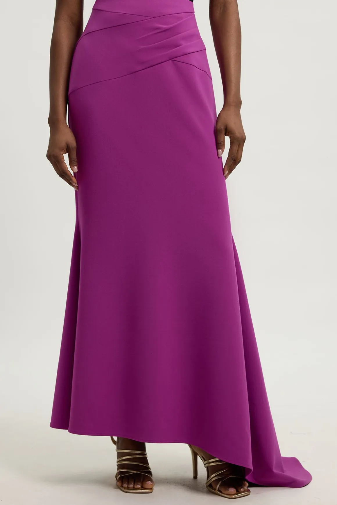 Jupe Maxi À Cascade En Tissu Stretch Compact