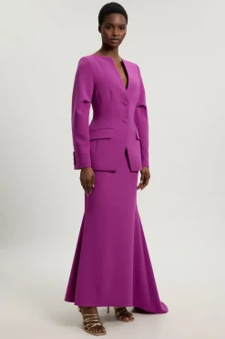 Jupe Maxi À Cascade En Tissu Stretch Compact