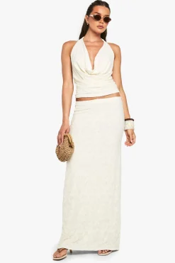 Jupe maxi colonne en jacquard floral