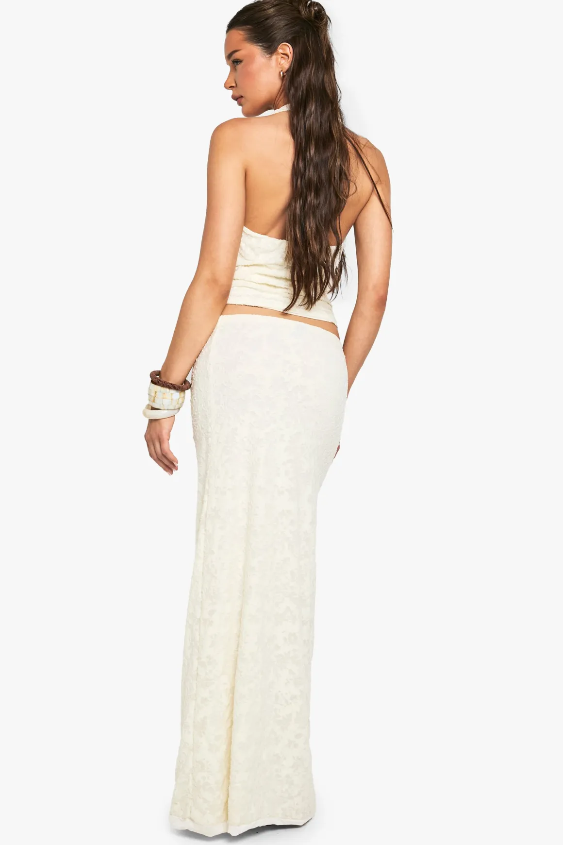 Jupe maxi colonne en jacquard floral