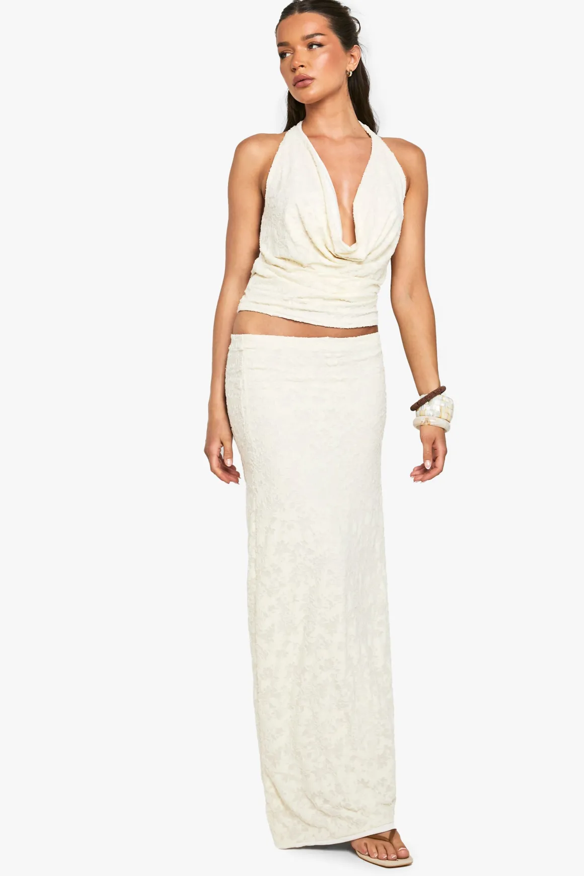 Jupe maxi colonne en jacquard floral