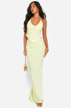 boohoo Jupe maxi colonne à ourlet effet laitue<Femme Jupes|Jupes