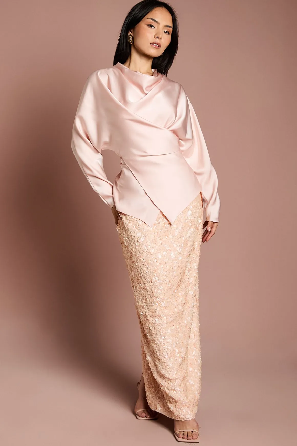 Jupe Maxi Colonne à Paillettes Petite Taille
