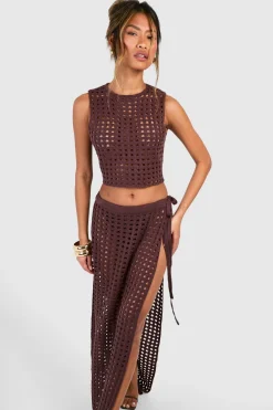 Jupe maxi crochet fendue à la cuisse