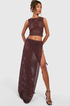 Jupe maxi crochet fendue à la cuisse