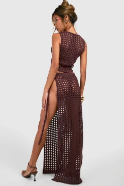Jupe maxi crochet fendue à la cuisse