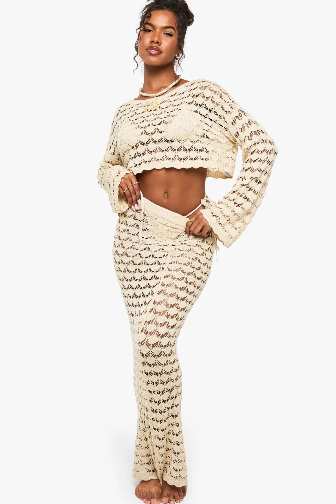 Jupe maxi de plage en crochet