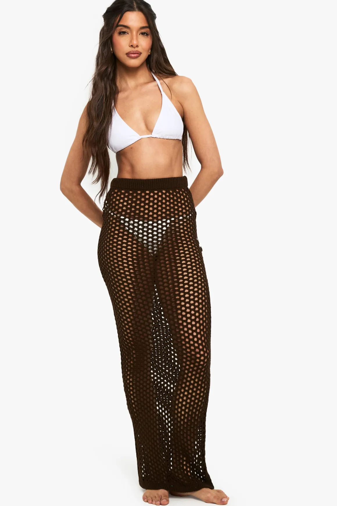 Jupe Maxi de Plage en Crochet Tricoté