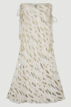 KarenMillen Jupe maxi de plage en fil métallique à nouer à la taille<Femme Tenues De Plage