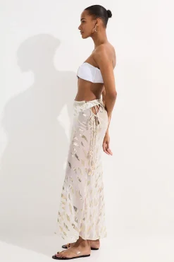 KarenMillen Jupe maxi de plage en fil métallique à nouer à la taille<Femme Tenues De Plage