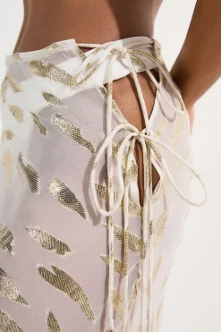 KarenMillen Jupe maxi de plage en fil métallique à nouer à la taille<Femme Tenues De Plage