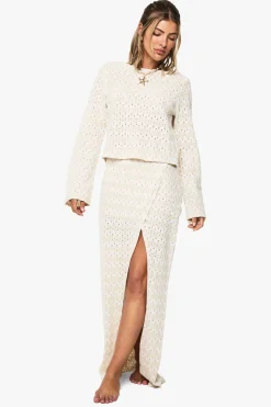 Jupe Maxi de Plage Tricotée Zig Zag