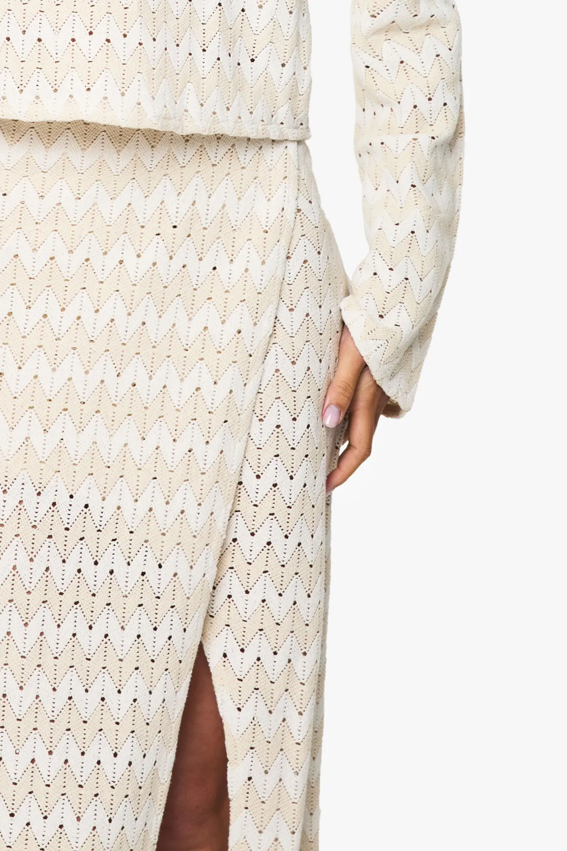 Jupe Maxi de Plage Tricotée Zig Zag