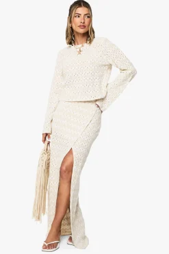 Jupe Maxi de Plage Tricotée Zig Zag