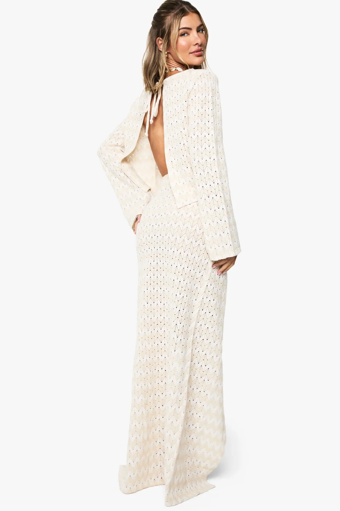 Jupe Maxi de Plage Tricotée Zig Zag